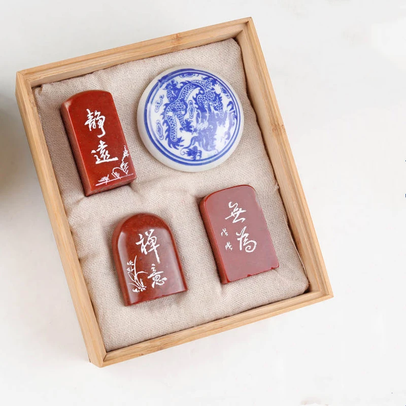 Custom Chinese Name Private Seal Traditional Chinese Calligraphy and Painting Seal Chop Set Name Stamp Hand-Carved