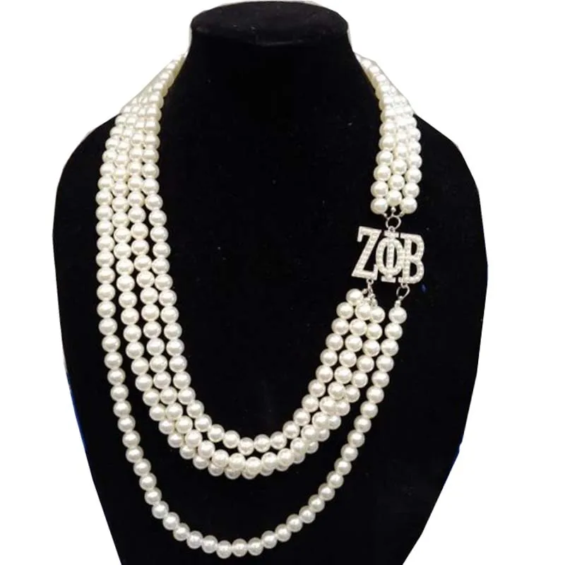 Sorority ZPB Multilayer Long Pearl Accessories ZOB ZETA PHI BETA  Pearl Necklace Jewelry
