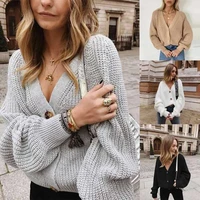 womens v neck button down long sleeve cable knit cardigan sweaters outerwear tops