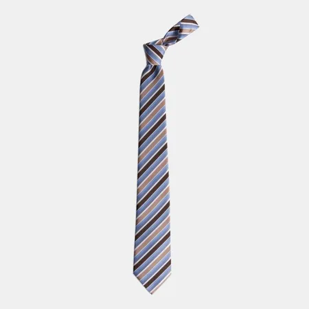 

Brown Striped Blue Tie 67828726