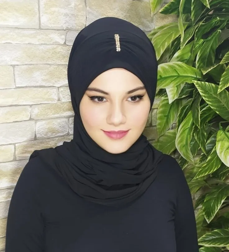 Hijab Casual Ladies Shawl Stone Cotton Scarf Head Shawl Instant Modesty Turban Beanie