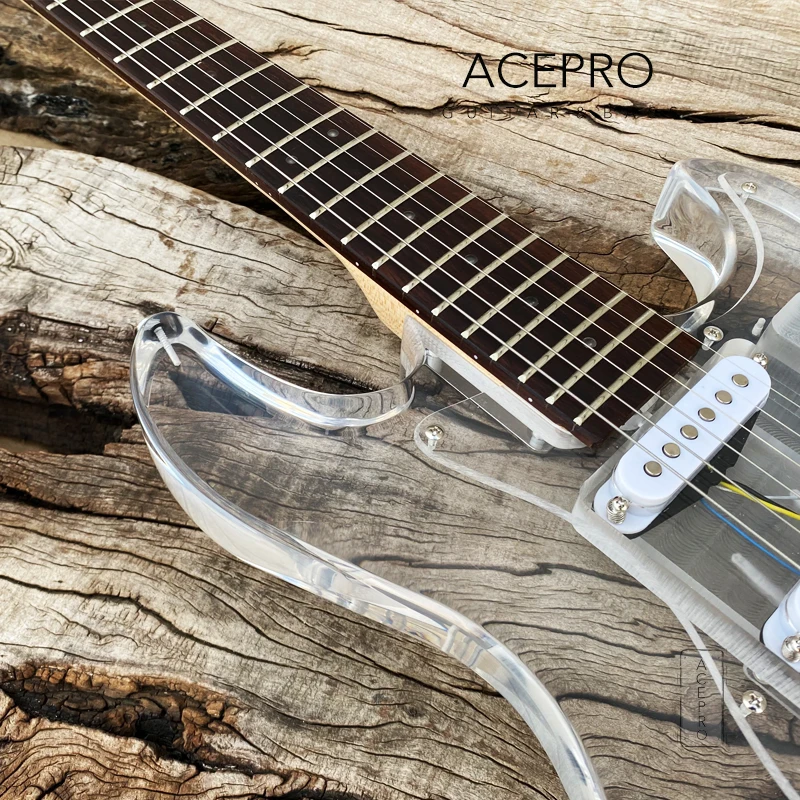 Новое поступление Acepro акриловый корпус электрогитары со светодиодной
