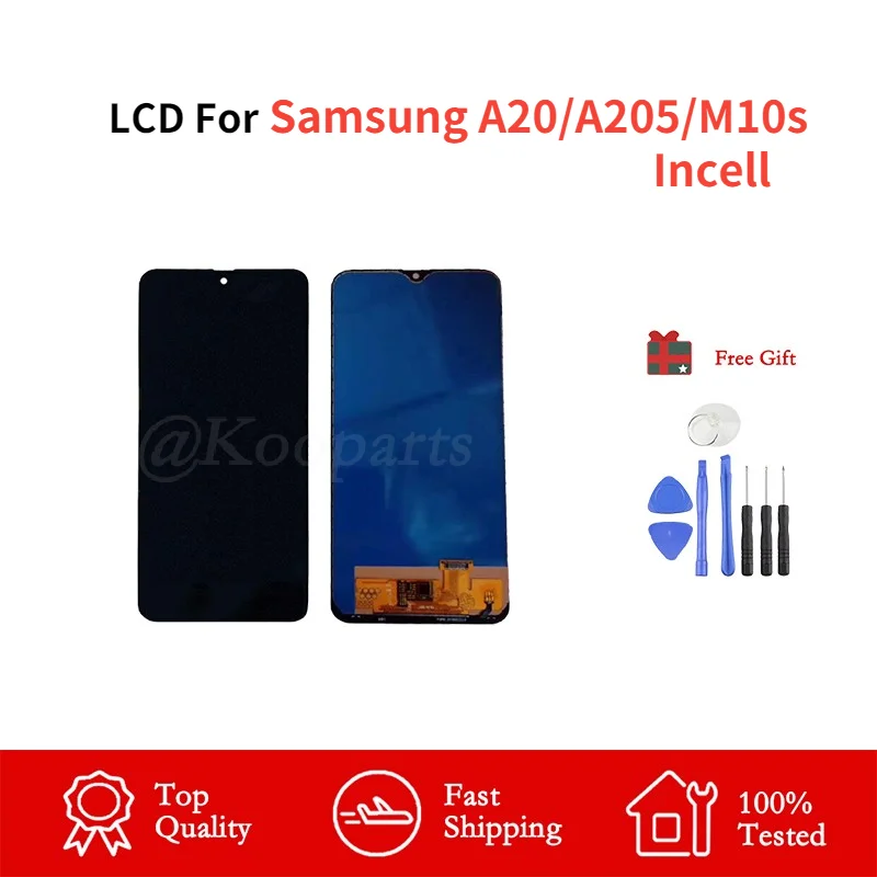 

LCD Display For Samsung Galaxy A20 A205 A205G/DS A205F/DS A205GN/DS M10S Touch Screen Digitizer Assembly Replacement 100% Tested