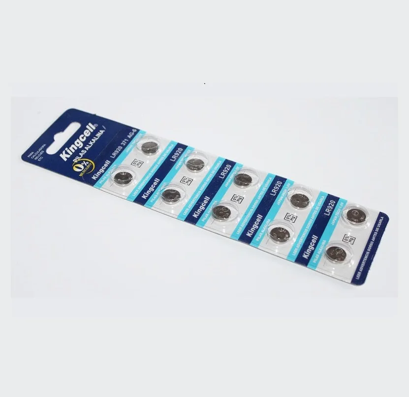 10 щелочных кнопочных батарей AG6 LR920 371 SR927 171 Kingcell блистерная батарея шт. 1 5 В |