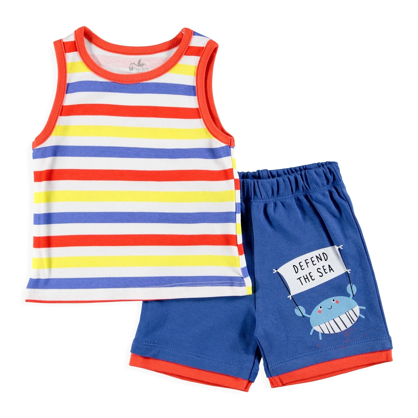 Ebebek/Модная Клубная одежда для новорожденных мальчиков веселая летняя в полоску