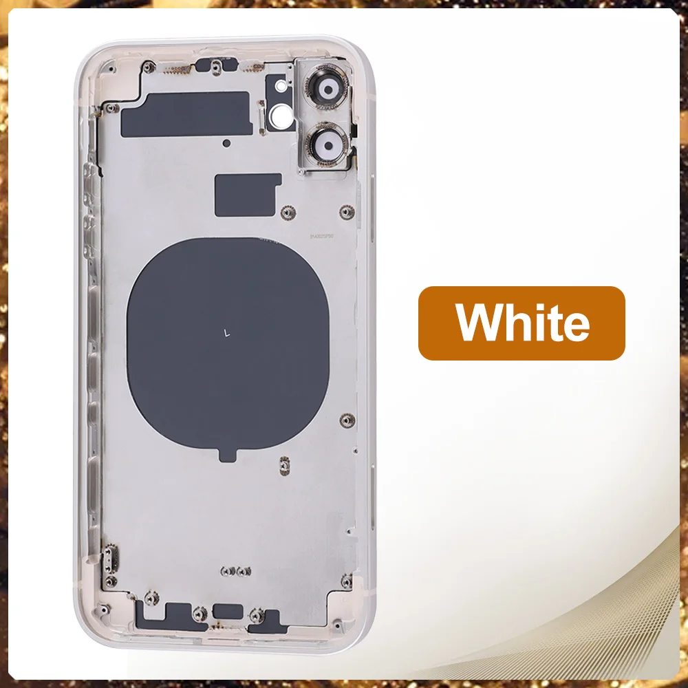 

For iPhone 11 Like 12 Battery Housing Back Cover Middle Frame Chassis With SIM Card Tray With Adhesive Mute Button Replacement