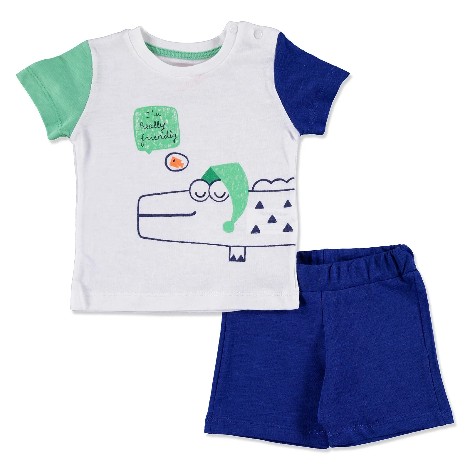 Ebebek Fisher Price/Летняя футболка с рисунком крокодила для маленьких мальчиков