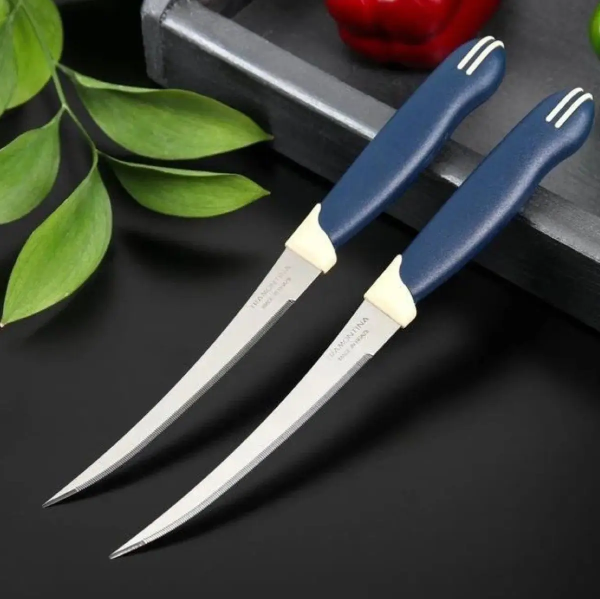 

Темно-синий кухонный нож TRAMONTINA с лазерной зазубриной, 2 шт., 23 см
