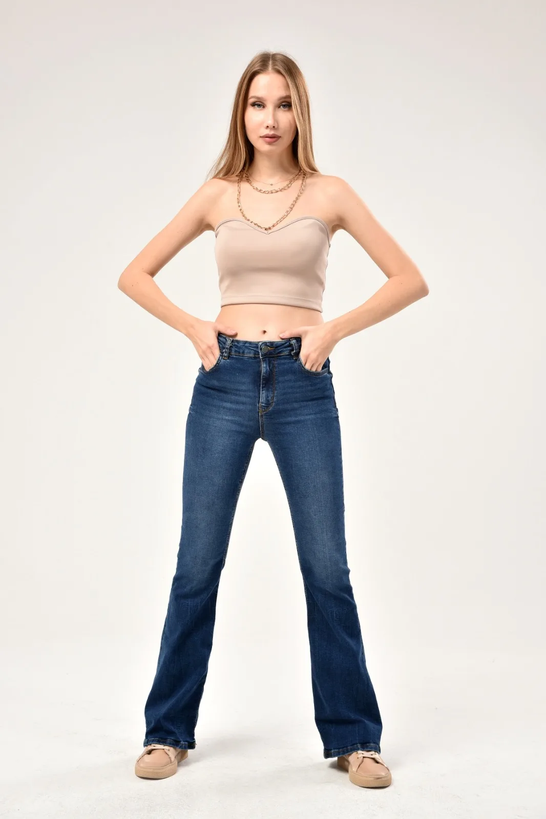 New Fashion Womens High Waist Straight Wide Leg Long Casual Denim Jeans Turkish Quality