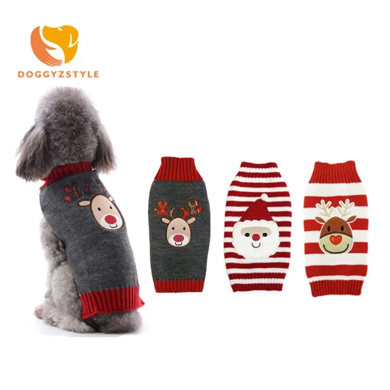 DOGGYZSTYLE Рождественская собака красный свитер одежда олень пальто Одежда для