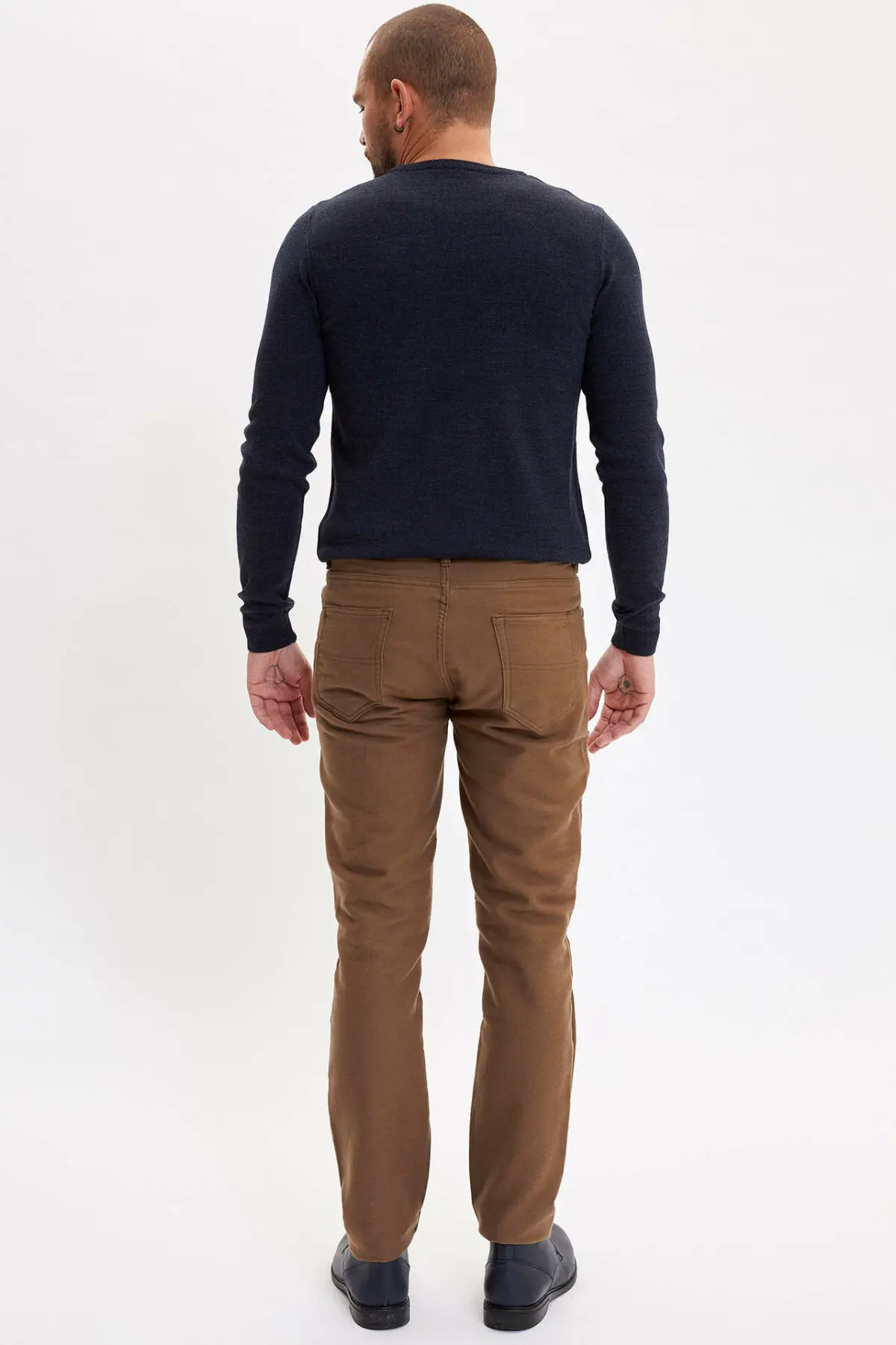 Дефакто мужские брюки бизнес прямые длинные средняя талия сплошной цвет Мужские