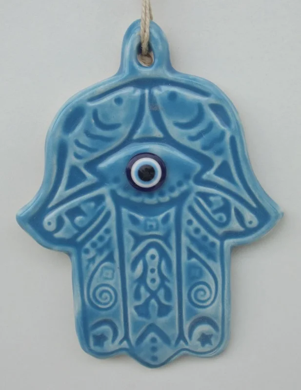 

Handmade Ceramic Blue Hamsa Home Garden Balcony Tree Office Decoration Ornament Gift Products To Be