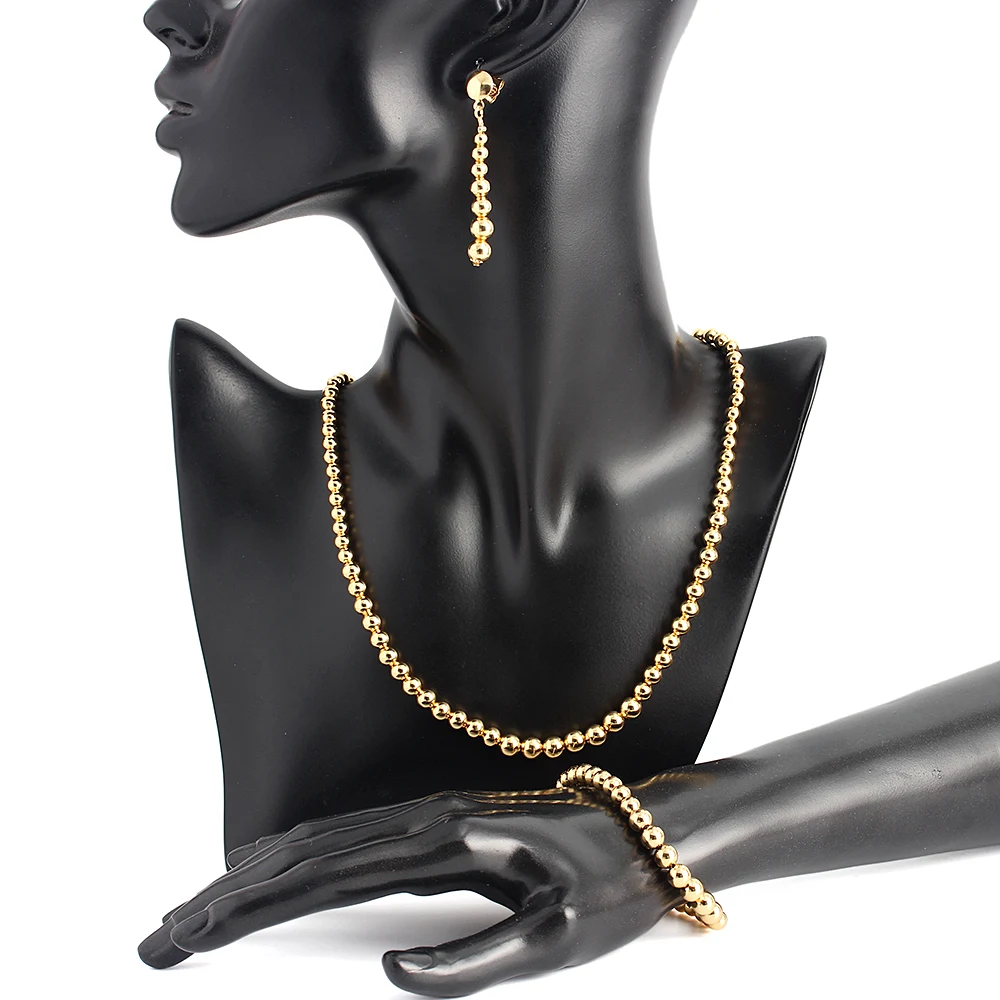 

Fashion Necklaces 2021 African Jewelry Sets Round Bracelet Dubai Gold Color Jewelry Set for Women Wedding Party Earrings Jewelry