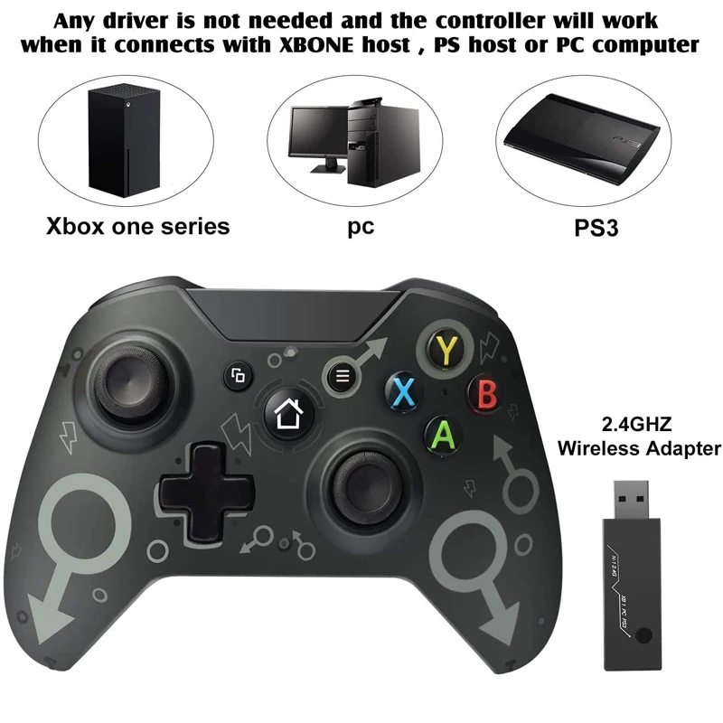 

Wireless Bluetooth Gamepad Compatible Controller 2.4GHZ 600mAh Dual Vibration Adapter Joystick With Xbox One/S/X/PS3/PC