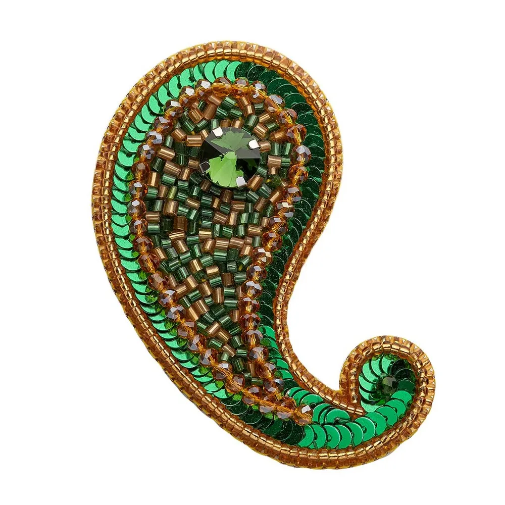 НБР-18009/1 Набор для вышивания бисером: Брошь Восточный узор (зелёный). - купить по