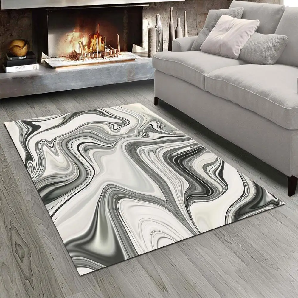 Еще серый Мрамор волны Дизайн 3d печати Нескользящие микрофибра Гостиная