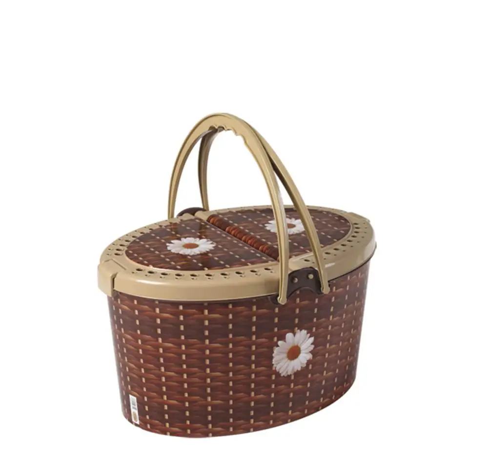 

Bahat Picnic Basket Decorated Plastic Small 15 liters