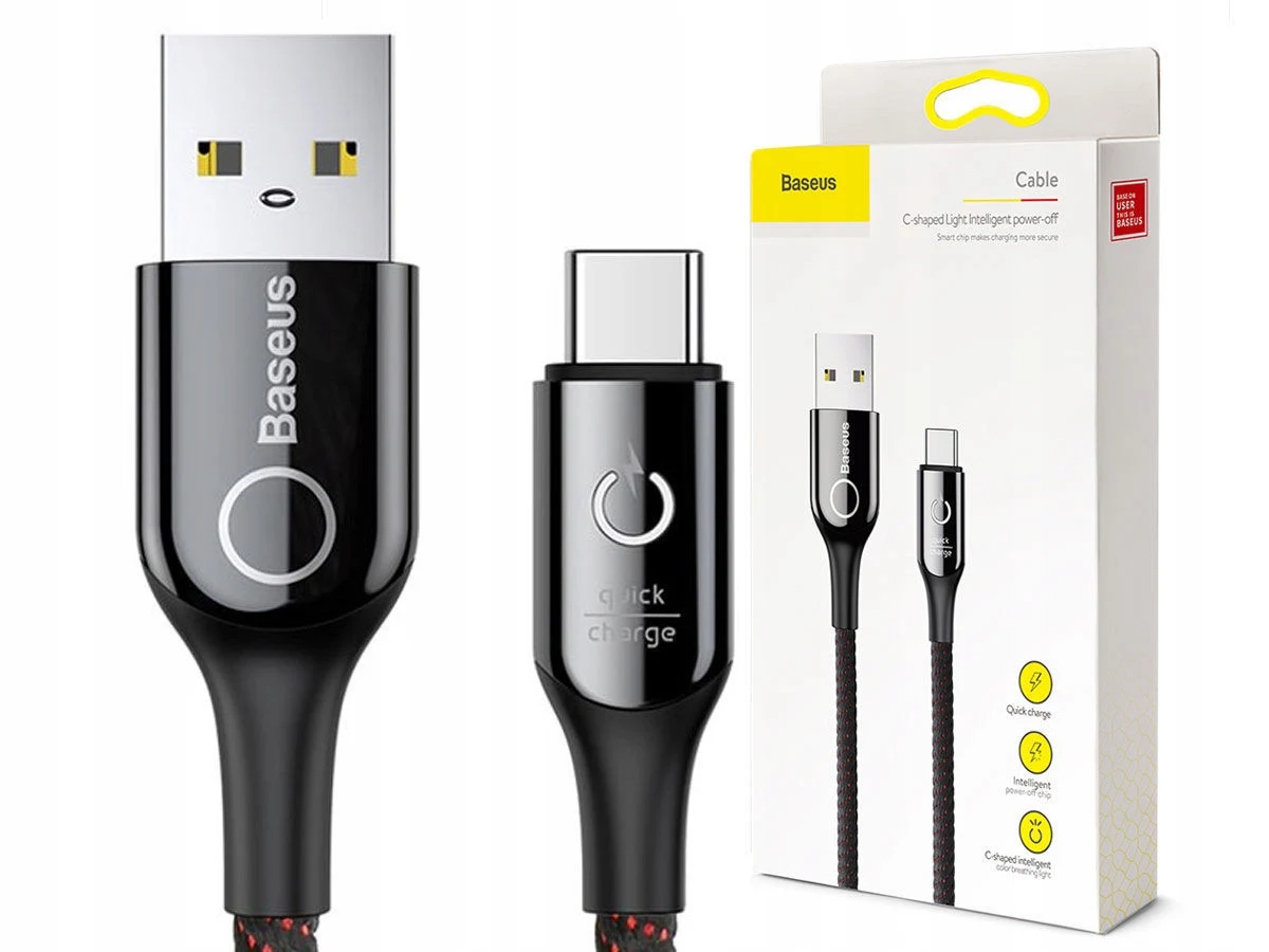 Кабель 1 м Baseus для зарядки телефона USB - Type-C с умным чипом отключение после заряда