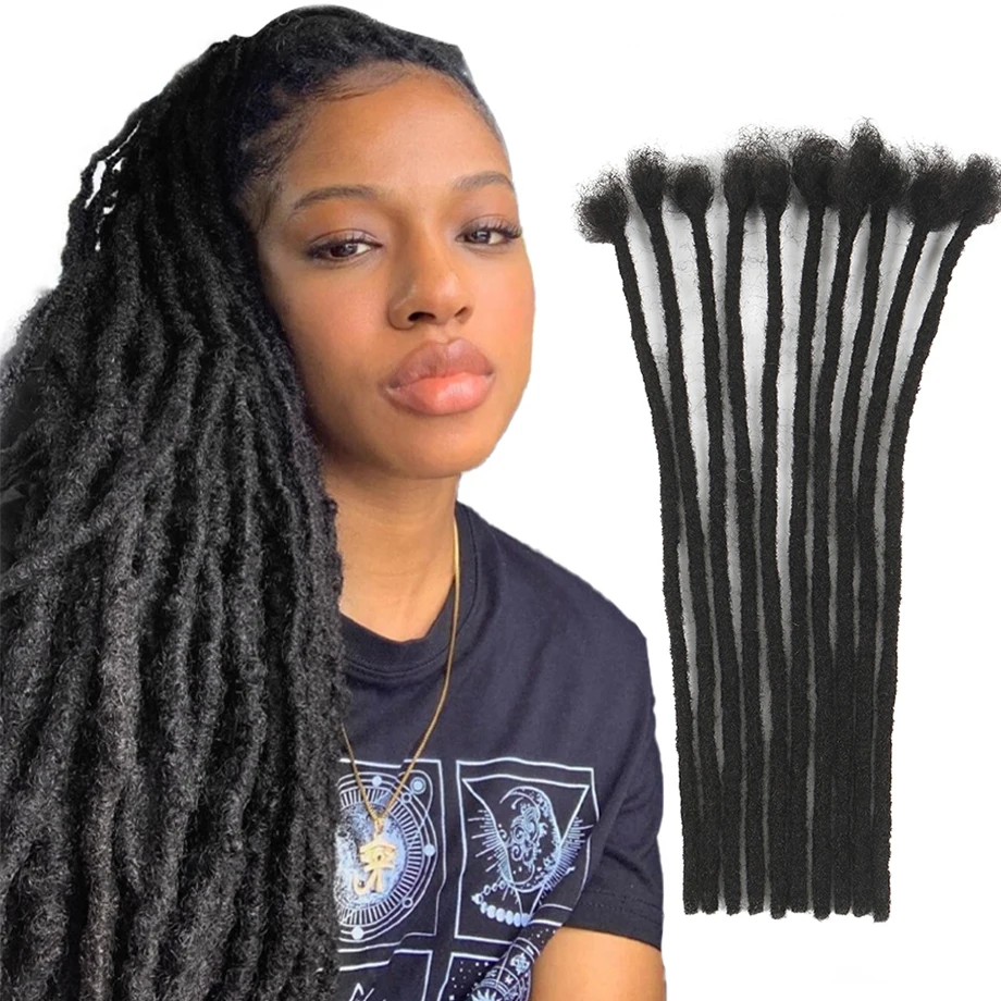 

Afro Kinky Bulk Human Hair Dreadlocks Braids Crochet Braiding Hair Extensions Handmade Faux Locs Natural For Women Black