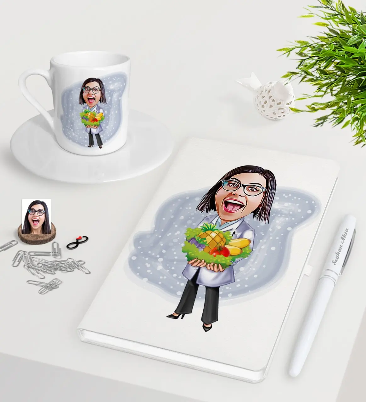 

Персонализированные Женские диетологи карикатура белая ручка для записной книжки чашка для кофе по-турецки Seti-1