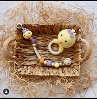 baby teether safe natural wooden toys diy crochet rattle soother bracelet playmate product newborn bebes fidget accessori