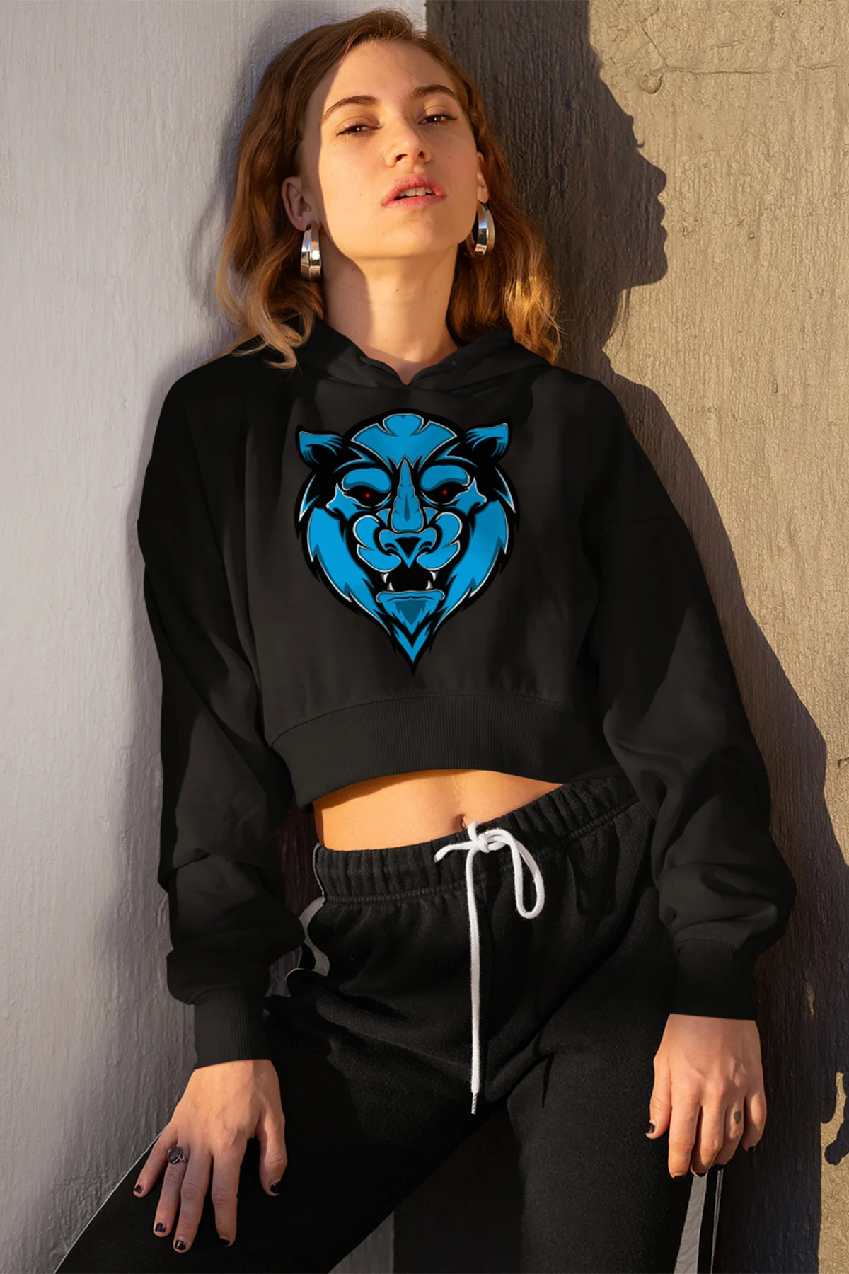 Angemiel одежда тигровый черный короткий свитшот с капюшоном|Женские толстовки и