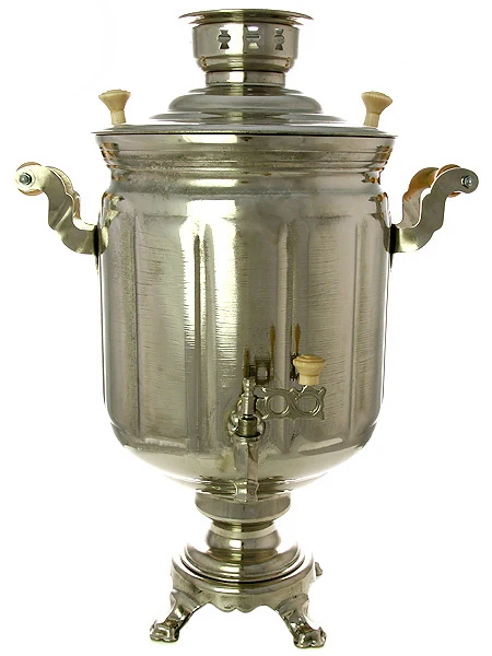 Electric samovar 10 litres of nickel plated &quotcylinder&quot faceted item No. 121040 | Tea Stove/Tea Boiler