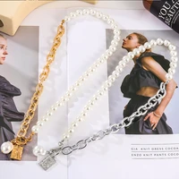vintage pearl alloy portrait pendant chain necklace 2021 bohemia metal geometric pendant necklaces for women punk jewelry gift