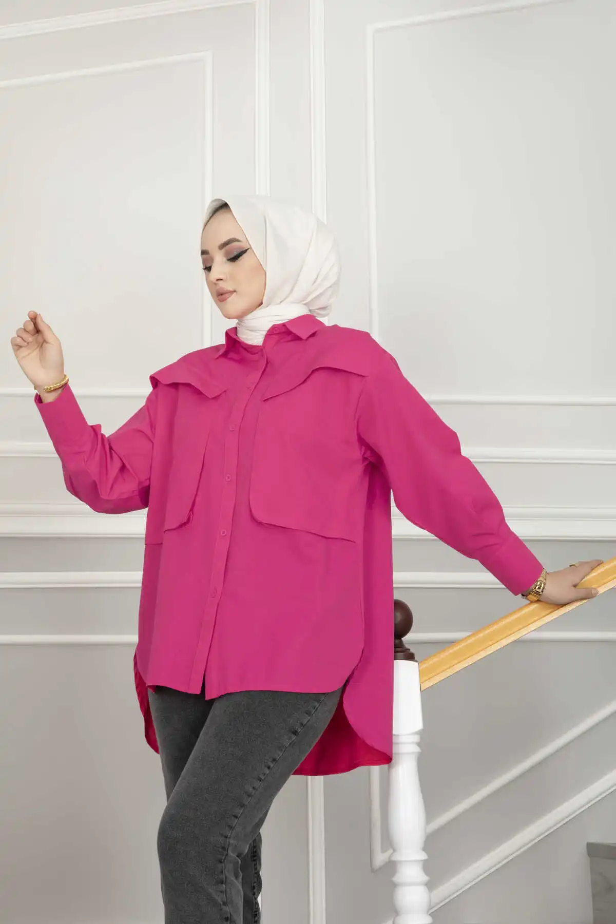 Женская рубашка-хиджаб большого размера с карманами Рамадан ИД скромные платья для женщин индейка Кафтан Исламская одежда абайя Дубай мусу...