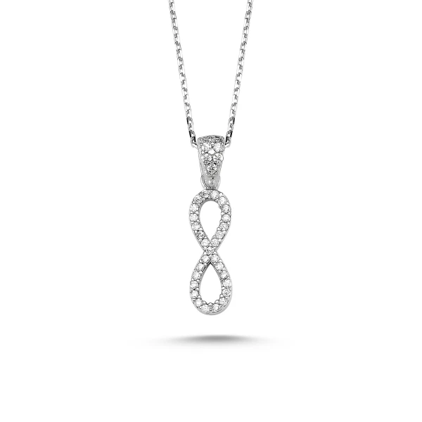 

Серебряное 925 пробы циркониевое ожерелье бесконечность