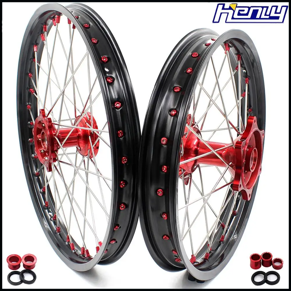 21/19 литые MX колеса Набор для HONDA CR125R CR250R 2002-2013 Красный ниппель