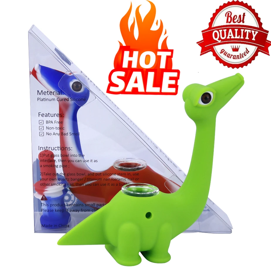 

SILICLAB Silicone Dinosaur Pipe Smoking Pipes With Free Bow Tobacco Pipe Smoking Accessories Hand Pipe Cigarette Accessories