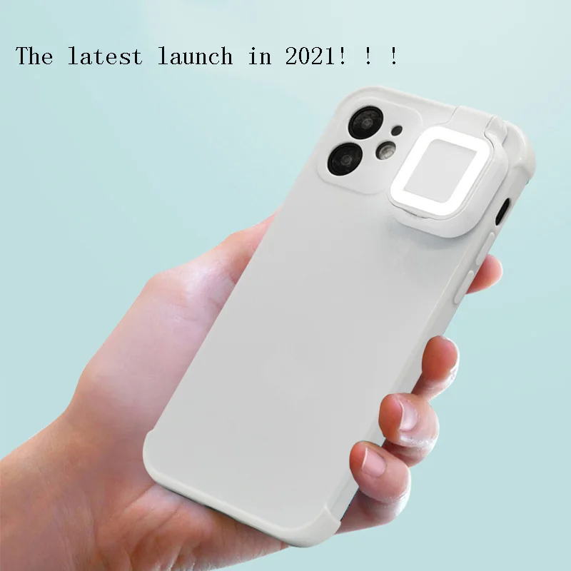 

2021 NEW Phone Flash Fill Light Case For Apple IPhone 11 12 Pro Max LED Shot Fashion 7 8 Plus XR XS MAX Square Round Light Cover