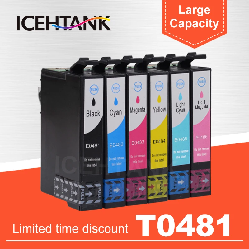 

ICHTANK T0481 Ink Cartridge Compatible For Epson Stylus Photo R200 R220 R300 R300M R320 R340 RX500 RX600 RX620 RX640 Printer