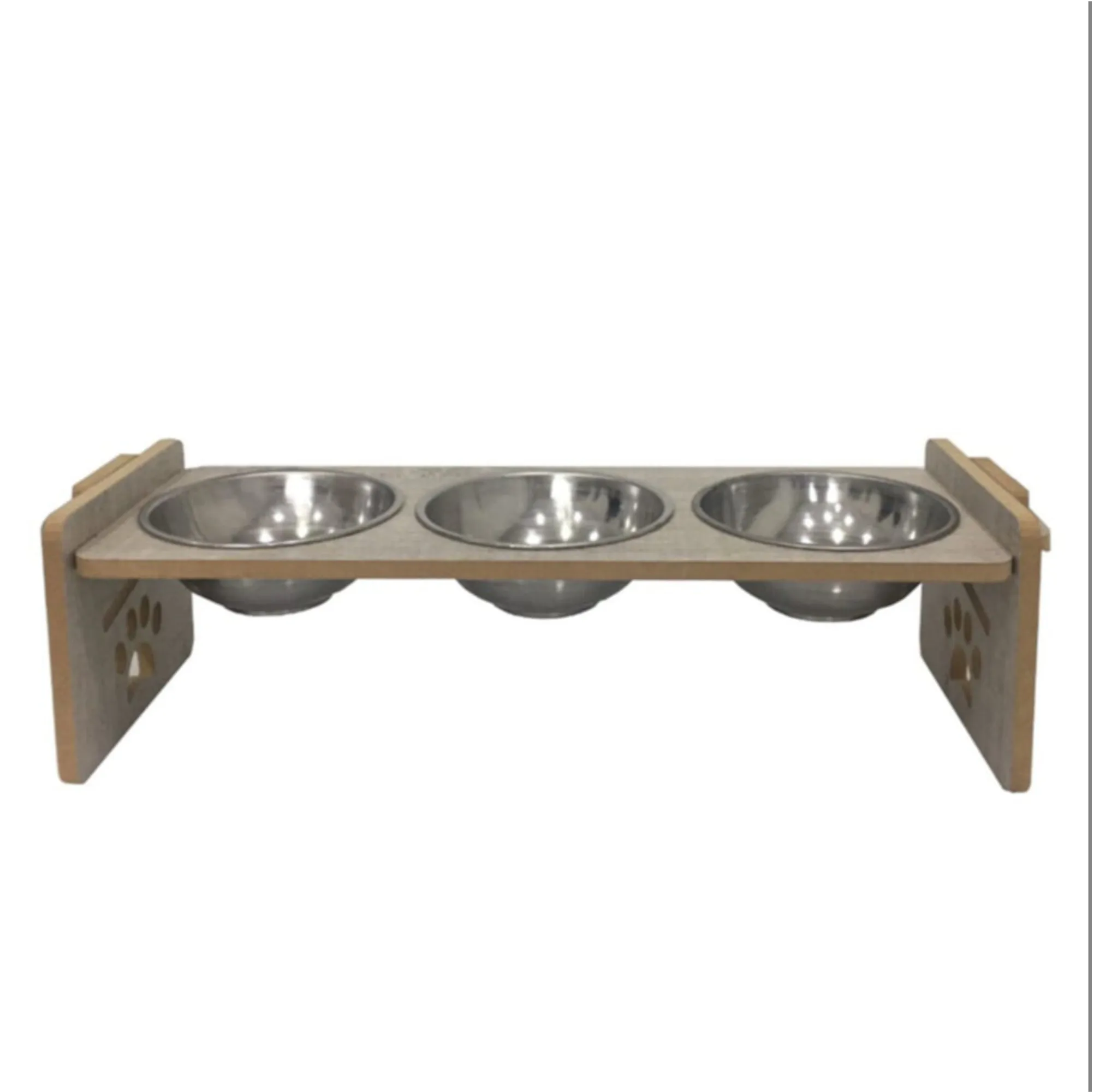 

Adjustable Raised Pet Bowls, Detachable Wooden Stand for Cats and Small Dogs, 3 Steel Food Container DUZ3X01