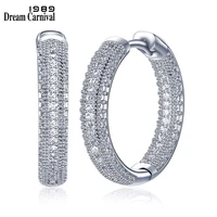 dreamcarnival 1989 new arrivals amazing price luxury hoop earrings for women sparkling white cubic zirconia femme aretes se24112