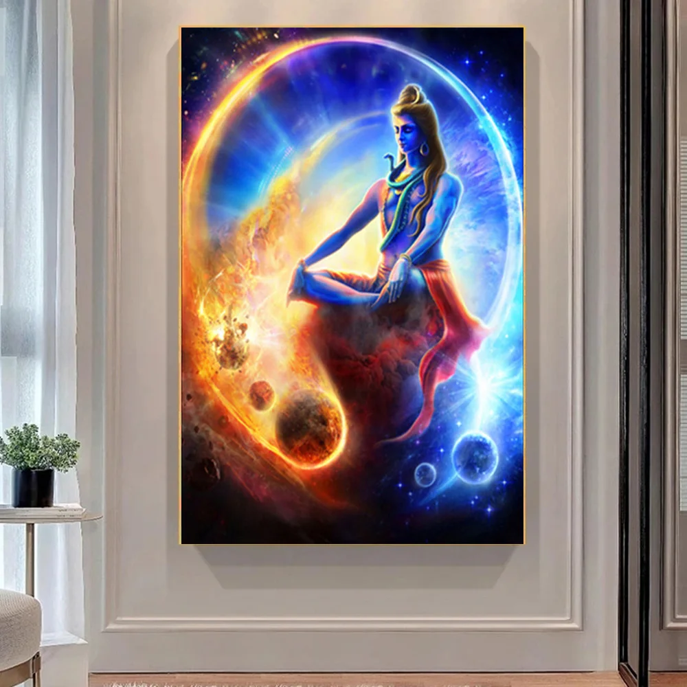 

Classical Religion Canvas Painting India Lord Shiva Hindu Poster and Print Picture for Living Bedroom Room Wall Art Home Decor