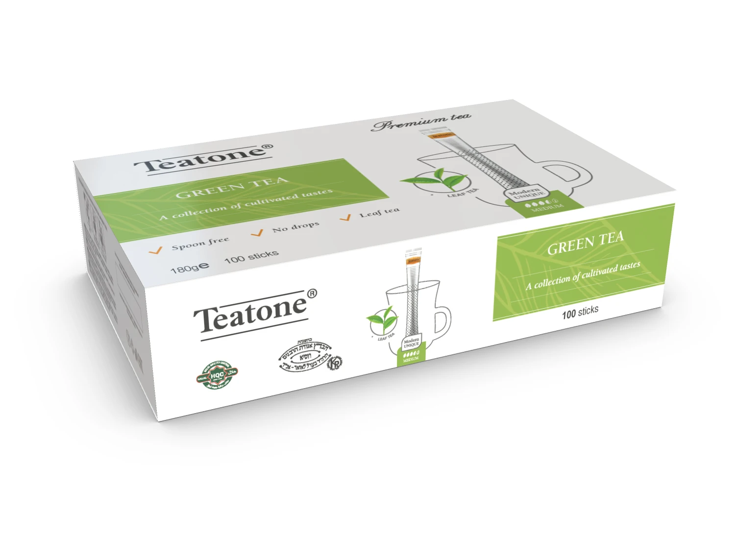 Чай зелёный TEATONE в стиках. 100 стиков по 1 8г. Большая упаковка. Листовой чай.