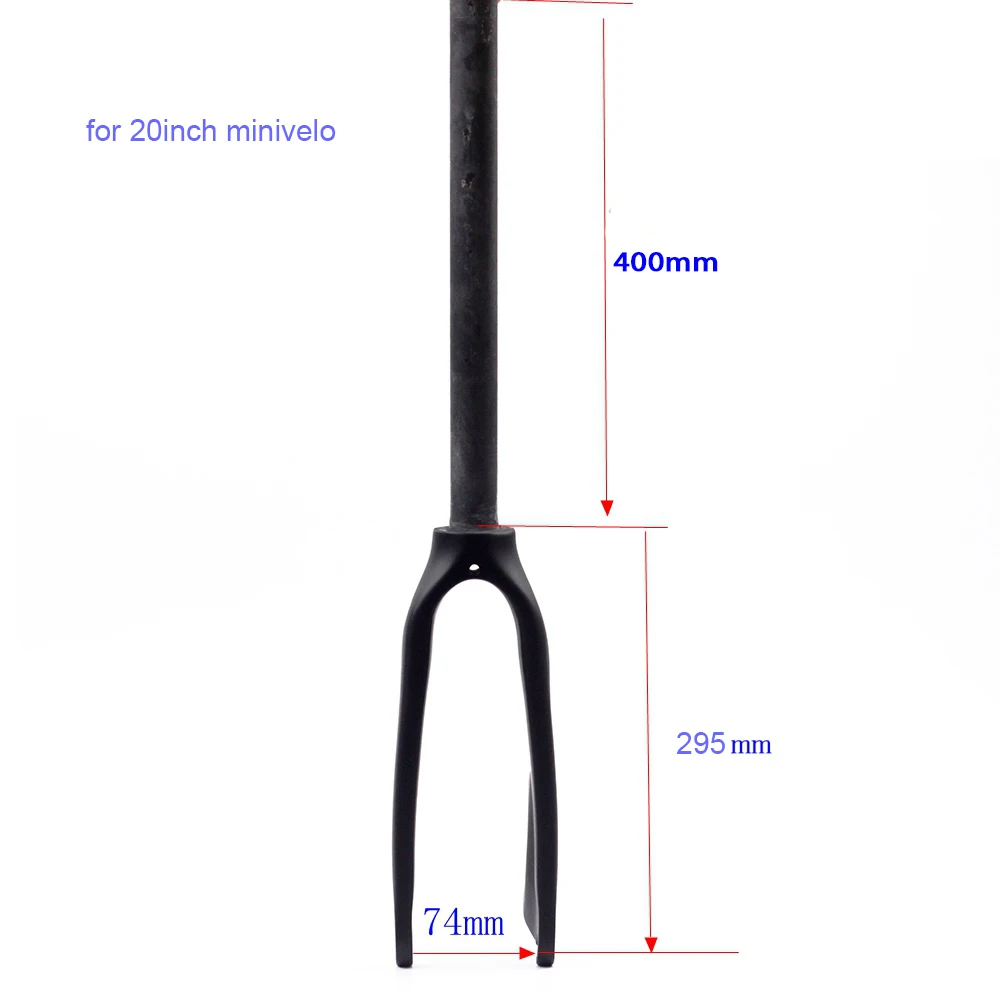 20in 74mm 400long Silverock Карбоновая вилка 1" 20" 406 451 Суппорт тормозной диск тормоза 74 мм 100 мм Minivelo жесткие вилки для детей BMX складывающиеся велосипеды матовые - Цвет: 20in 74mm 400long