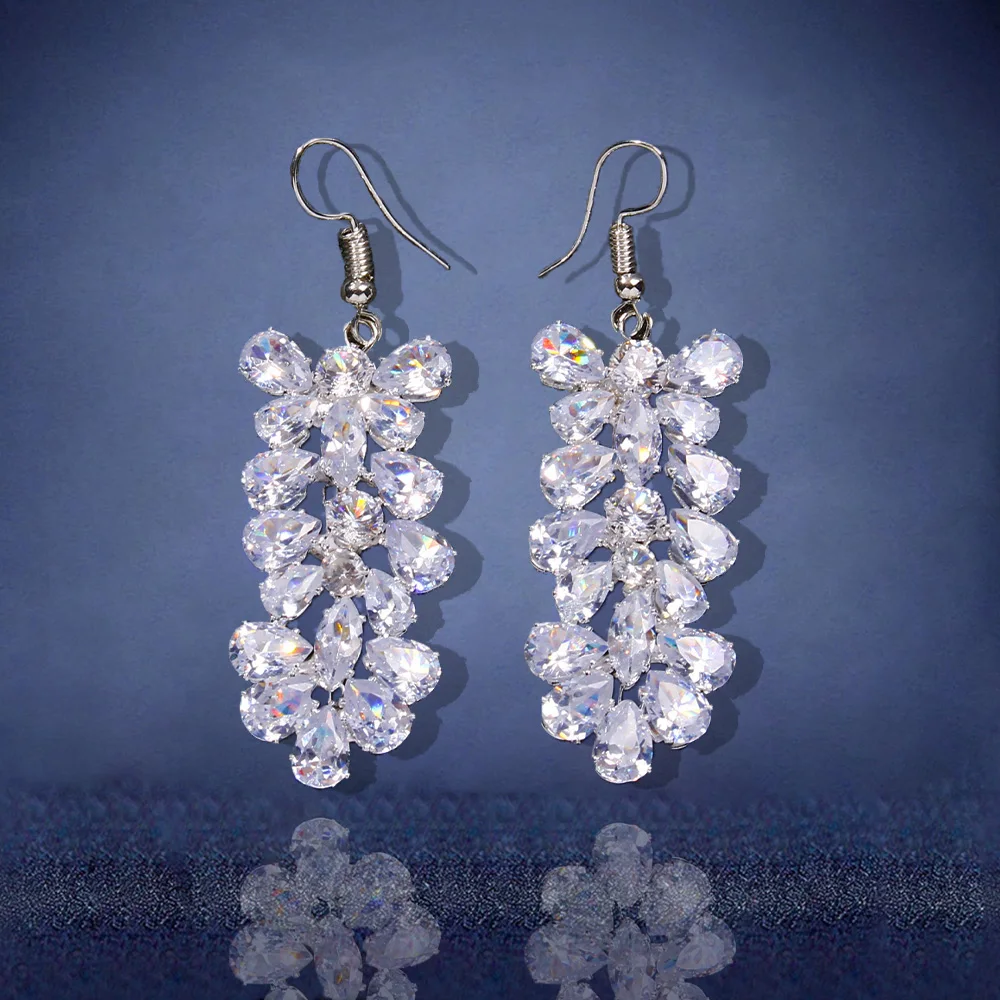 

Luxury Jewelry Anti-allergic Cubic Zirconia Hook Earrings Charms Jewelry Handmade Water Drop Earrings Crystal Pendant Earring