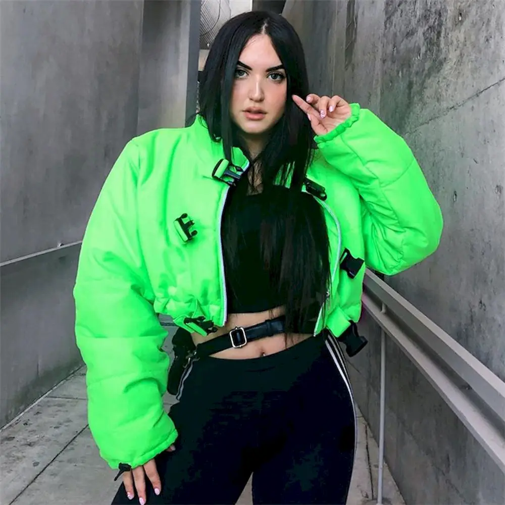 

Women Fashion Parka 2020 Winter New Long Sleeve Outwear Trend Jacket Stand Collar Streetwear Thick Warm Parka Coat Short Women