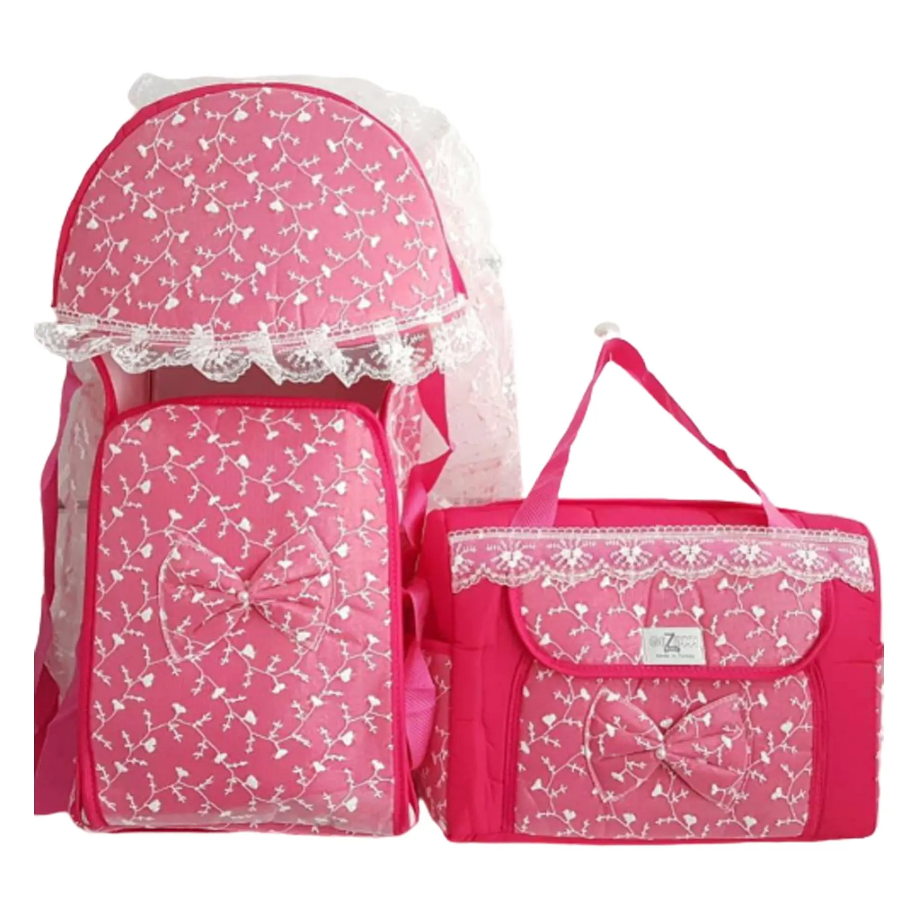 

Ruched Fuchsia Luxury 2 li Girl Baby Carry Set
