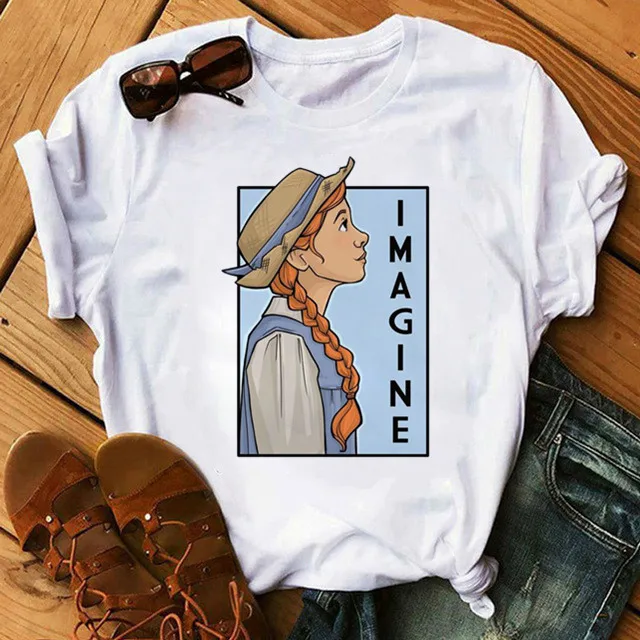 

women t shirt 2020 Female Anne shirley Green gables tshirt novel imagine strong female Cute Short Sleeve Tops Girl T shirt Tee