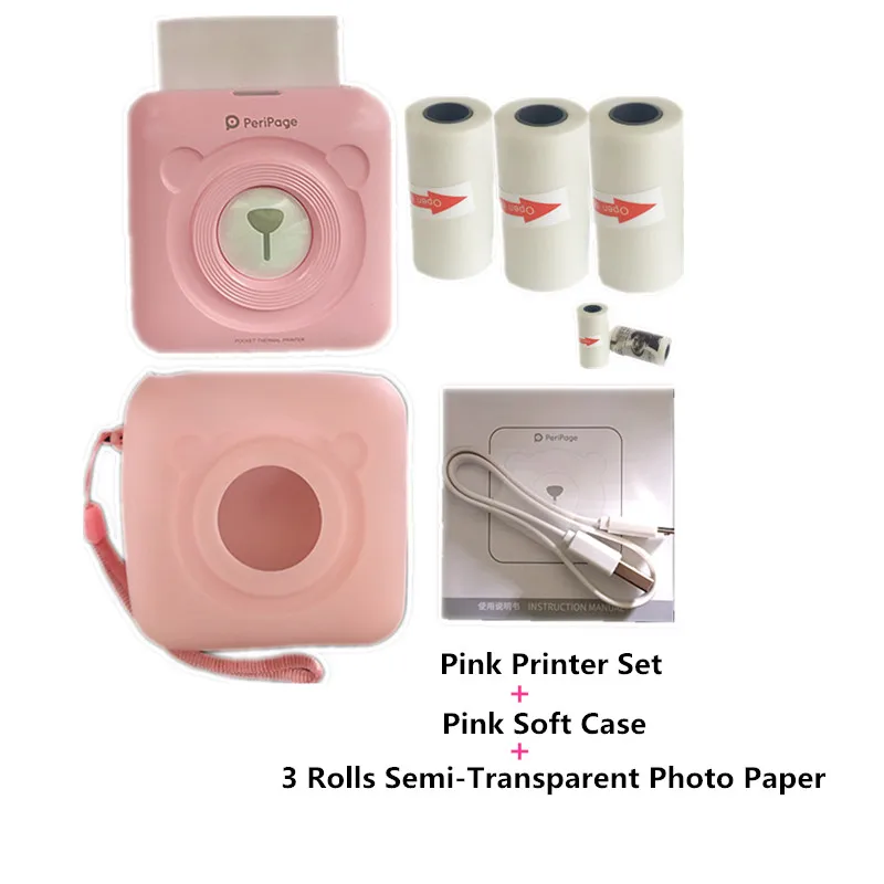 GOOJPRT PeriPage Mini 58mm 203 DPI Pink Portable Thermal Printer Pocket Photo Bluetooth Connection With Mobile Phone Android iOS |