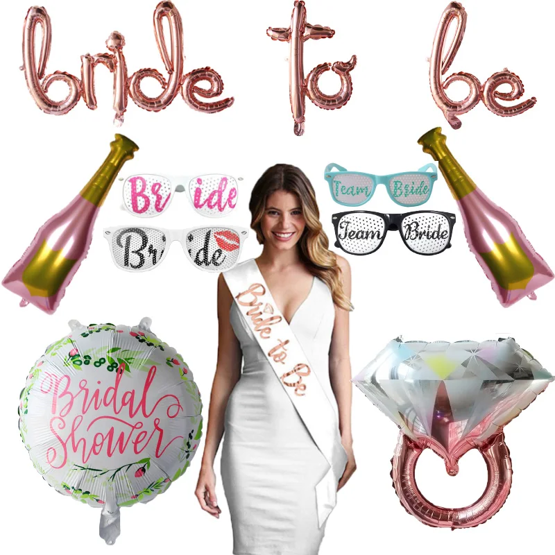 Wedding Decoration Bride To Be Satin Sash Foil Balloon Bachelorette Party Girl Hen Party Decoration Supplies Bridal Shower