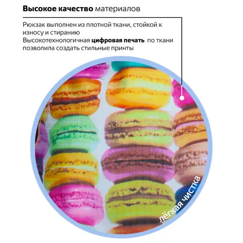 Рюкзак BRAUBERG универсальный сити-формат разноцветный Сладости 20 литров 41х32х14 см