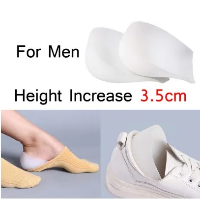 Men --3.5cm 1 пара невидимые силиконовые увеличивающие стельки 2,5/3,5 см высотный Лифт мягкие ножки наполнитель подушки увеличивающие колодки пятки носки унисекс - Цвет: Men --3.5cm