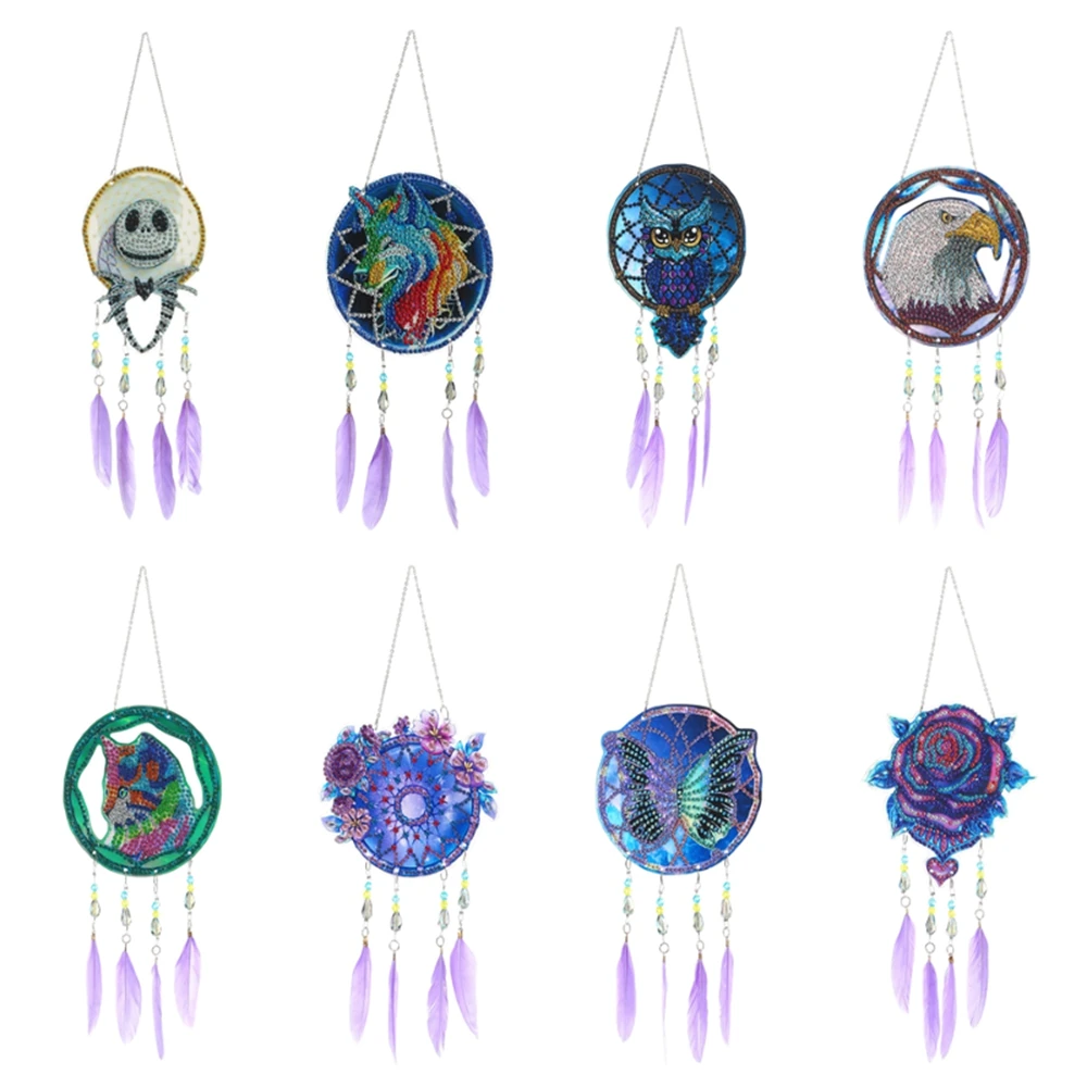 2022 New Diamond Painting Feather Dream Catcher Wind Chime DIY Living Room Bedroom Balcony Christmas Decoration Pendant Gifts