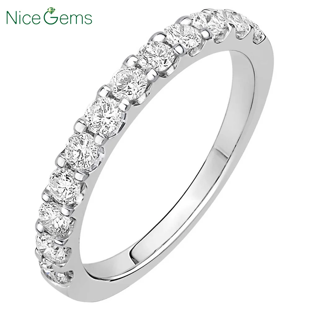 NiceGems 14 k белое золото круглая блестящая 0 63 ctw Муассанит обручальное кольцо на