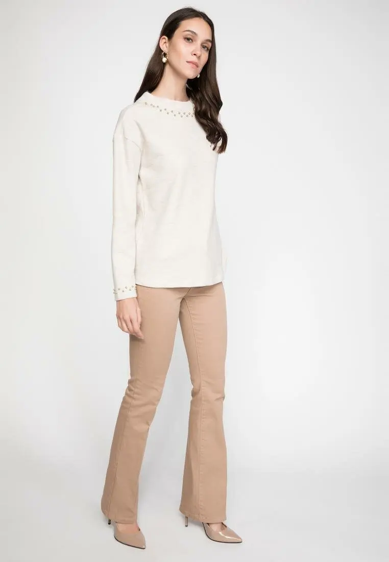 DeFacto женские белые черные осенние вязаные повседневные пуловеры с длинным